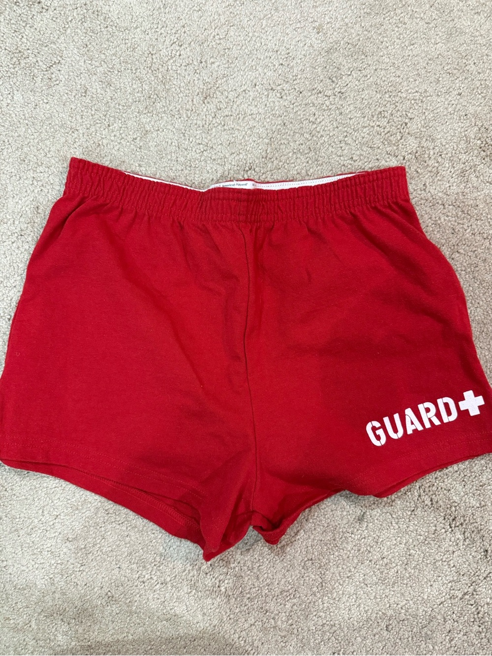 Red 'GUARD' Women's Athletic Swim Shorts